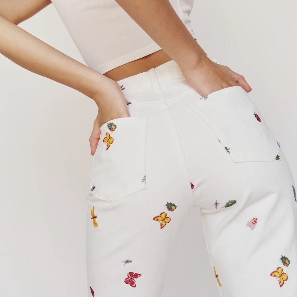 Reformation Cynthia Lady Bug High Rise Straight Jeans